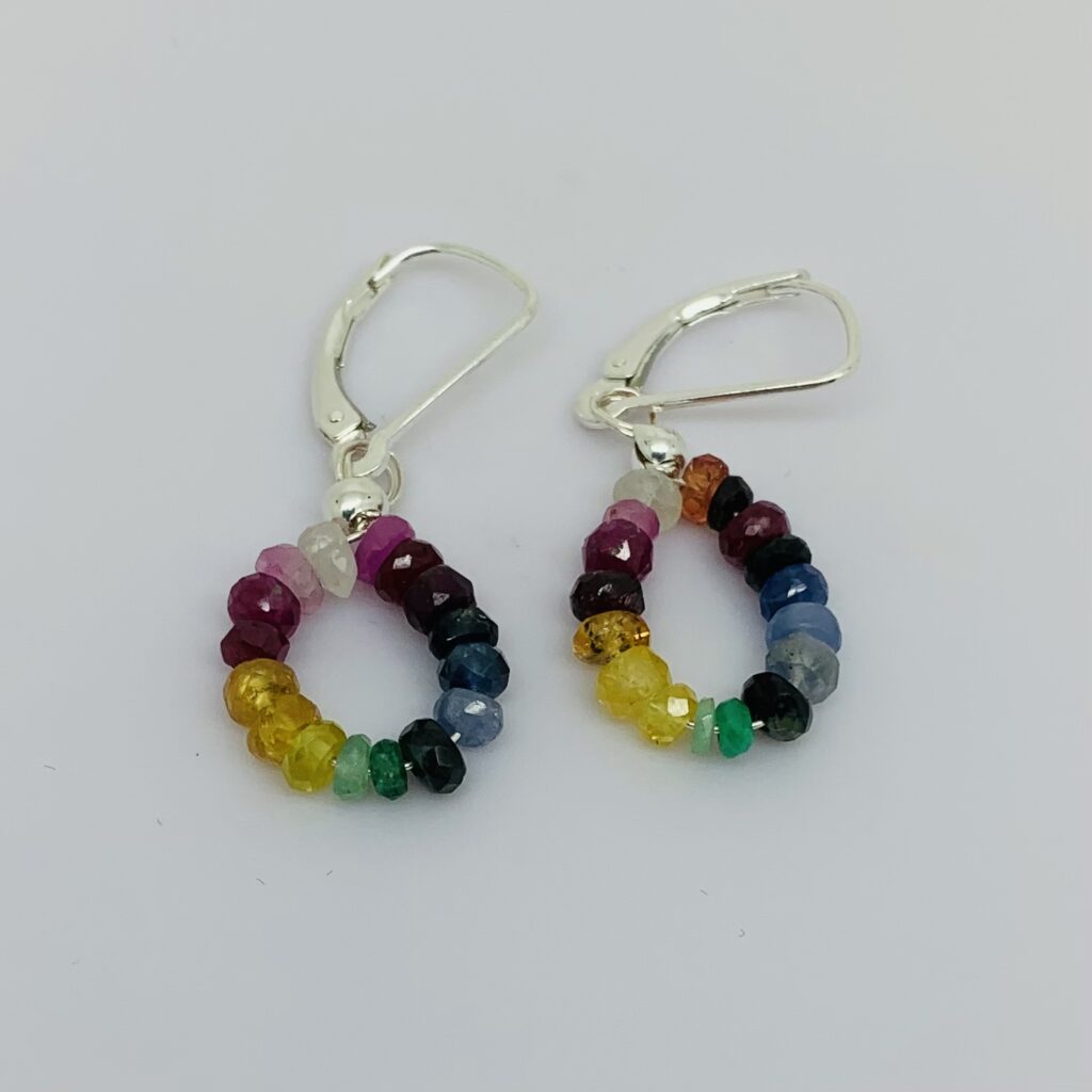 Faceted Rainbow Sapphire Bead Earrings